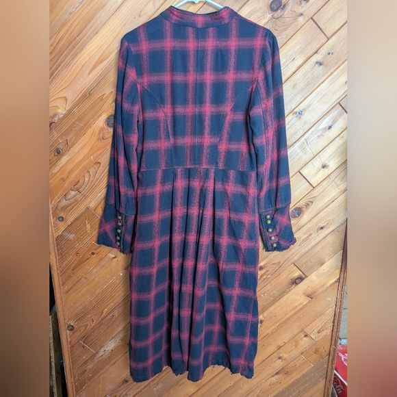  Free People Odessa Duster in maroon plaid Size Small - Picture 7 of 7